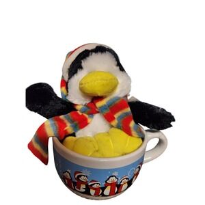 TB Toy Trading Co‎ Christmas Penguin Plush Toy in Ceramic Mug Gift Set New